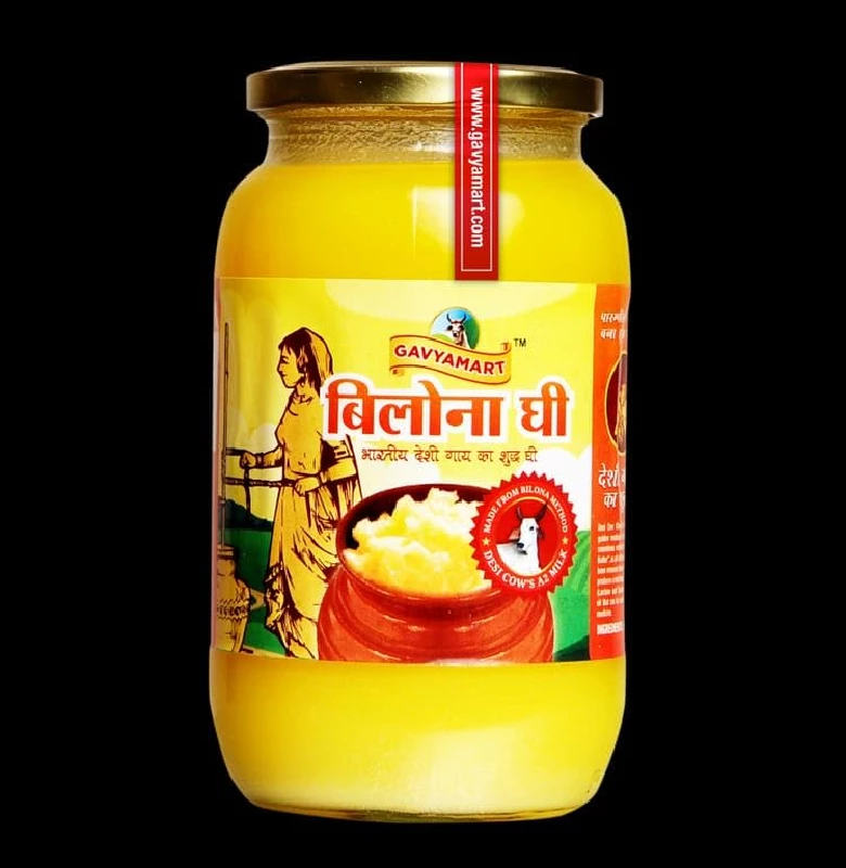 Gavyamart Bilona ghee 100percent Fresh Pure Desi Kankrej Organic Non GMO Cow Ghee-Made Using Traditional Bilona Method - Glass jar pack, 1 L-2.webp